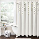 Lush Decor Boho Pom Pom Kwastje Linnen Douchegordijn, 182,9 cm x 182,9 cm, Off White