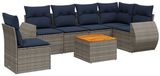 vidaXL Ensemble de banc de jardin 7 pièces avec coussins, gris, polyrotin