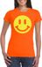 Bellatio Decorations Verkleed shirt dames - Smile / Emoticon - oranje - carnaval/foute party - feestkleding L