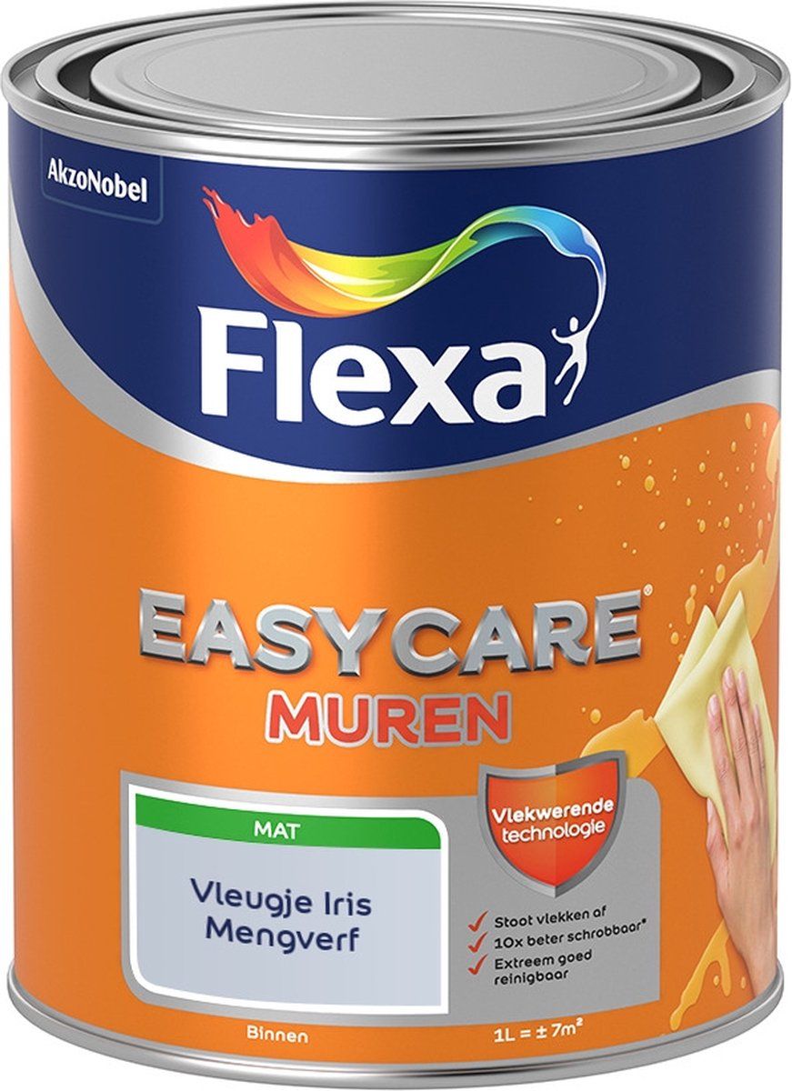 FLEXA Easycare Muurverf - Mat - Mengkleur - Vleugje Iris - 1 liter