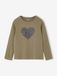 VERTBAUDET Meisjesshirt met lovertjes olijf
