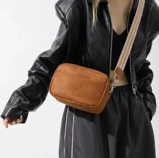 Dames Schoudertas roestbruin - Trendy Damestas - Imitatiesuède - Crossbody Tas