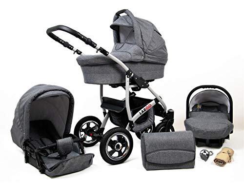 SaintBaby Kinderwagen 3in1 Isofix 2in1 DIN EN 1888 Zwenkte pneumatische banden New L-GO by GreyFlex 2in1 zonder autostoel