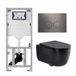 QeramiQ Dely Swirl Toiletset - 36.3x51.7cm - Geberit UP320 inbouwreservoir - met Burda frame - slim zitting - gunmetal bedieningsplaat - ronde knoppen - mat zwart