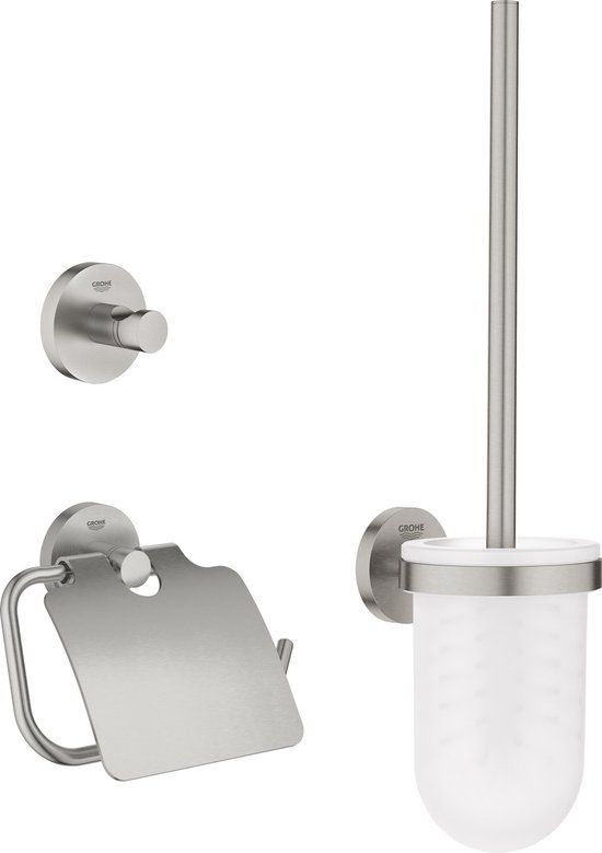GROHE Essentials Accessoireset - Toiletrolhouder, Toiletborstelset & Haak - Supersteel