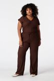 MS Mode Broek met elastische taille - Bruin - Maat 38
