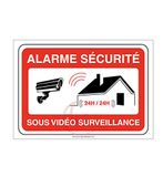 AUA SIGNALETIQUE - Sticker alarm beveiliging onder videobewaking 24 uur privé eigendom - 150 x 105 mm, zelfklevend vinyl