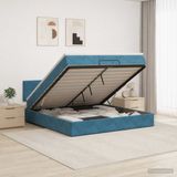 vidaXL - Ottoman bed with mattress - Dark blue - 180 x 200 cm - Velvet