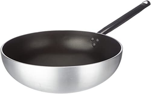 Pentole Agnelli Lijn aluminium 5 mm Platinum wok met bodem 32 cm zilver / zwart