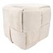 DK Design Poef - fluweel - creme - gevlochten look - 45 x 45 cm - vierkant - woondecoratie