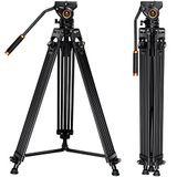 K&F Concept Video Statief Systeem, 184cm Heavy Duty Statief met 360° Fluid Head, Professionele Aluminium Statief met Quick Release Plate voor DSLR, Camcorder, Camera's, Maximale Belasting 8KG.