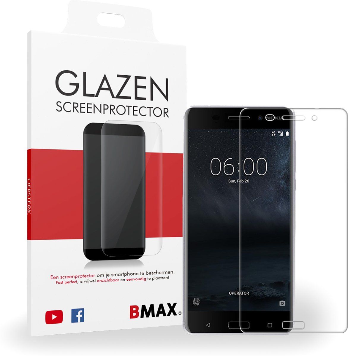BMAX Nokia 6 Glazen Screenprotector Full Cover 3D - Beschermglas