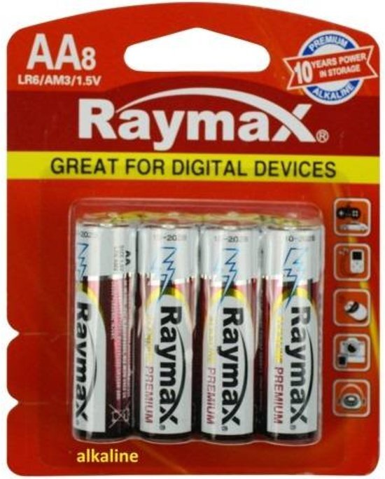 Raymax AA Batterijen - LR06 - Alkaline - 8 Stuks