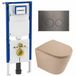 Geberit QeramiQ Toiletset - 36.3x51.7cm - Inbouwreservoir - Rimless - Diepspoel - Softclose Zitting - Gunmetal Bedieningsplaat