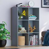 Vida Designs Durham Boekenkast met opbergruimte voor woonkamer, huis, kantoor (6 kubussen, grijs)