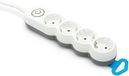 Garza Power stekkerdoos met 4 stopcontacten, met schakelaar, plat stopcontact, meervoudige stekkerdoos 1,4 m, kinderbeveiliging, wit, designserie