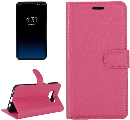 Litchi structuur horizontaal Flip lederen hoesje met Magnetic Buckle & houder & Card Slots & Wallet hard roze voor Samsung Galaxy S8 + / G9550