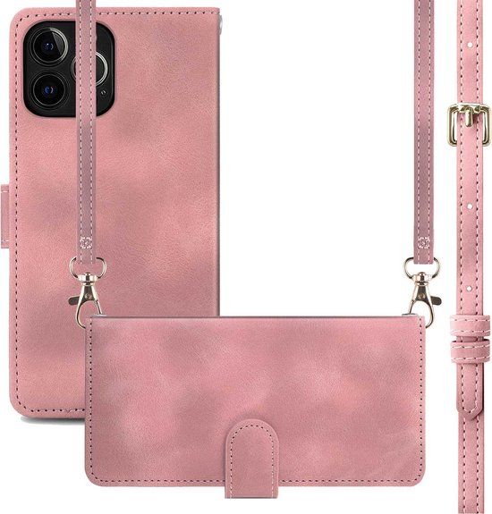 iMoshion Book Case Hoesje iPhone 12 Pro / 12 - Roze - Met Pasjeshouder & Koord
