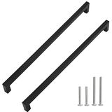 Redunest Kast Matzwarte Kabinet Handgrepen Vierkante Lade Trekt, Roestvrijstalen Keukendeur Kast Kasthandgrepen, Lade Hardware Handgrepen, 5 Pack 15 inch (384 mm) Gat Centra