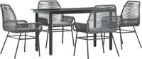 vidaXL 5-delige tuinset met kussens, polyrotan, glas, grijs
