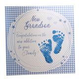 witte WHITE COTTON CARDS Blue Grandson WB230 Congratulations Addition to Your Family Handmade New Baby Card