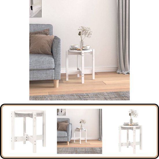 VidaXL Salontafel 42,5x45 cm Massief Grenenhout Wit