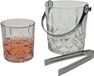 Merkloos Whiskey set - 4 glazen en ijsemmer - met tang - glas - kristal patroon - cadeauset voor papa
