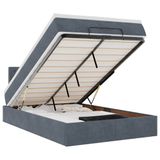 vidaXL Ottoman Bed with Mattress and LEDs 140x200cm Velvet Dark Grey