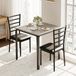Moderne eethoekset - Kleine tafel met 2 gestoffeerde stoelen - Ruimtebesparende ontbijthoek - Metalen poten - Geschikt voor keuken en eetkamer - Gris