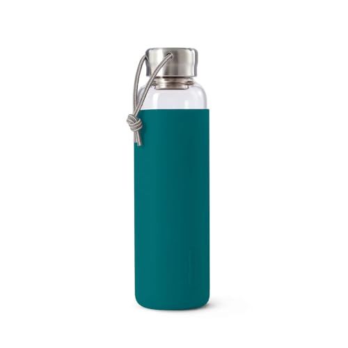 Black+Blum Reiswaterfles van glas, waterdicht, licht, met beschermhuls, oceaan, 600 ml