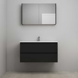 On Line Badkamermeubelset - 100 cm - Voorgemonteerd - Acryl Wastafel - 1 Kraangat - Spiegelkast - Mat Zwart