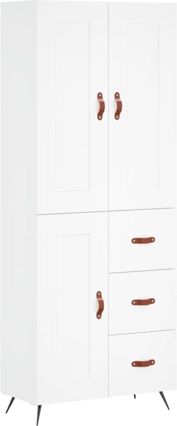 vidaXL Hoge kast 69,5x34x180 cm bewerkt hout wit