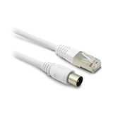 METRONIC 395285 RJ45 / TV coaxiale kabel, 9,52 mm, mannelijk/mannelijk, voor televisie, TNT, satelliet, decoder, antenne, kabel 2 m, afgeschermd met vergulde contacten, wit