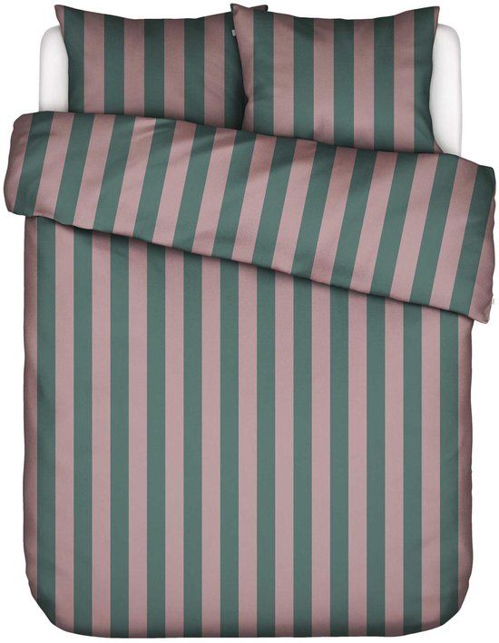 Essenza Minte Stripe Dekbedovertrek Woodrose - Dark teal - Lits-Jumeaux - 240x200/220 cm