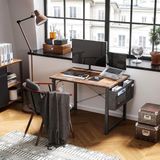 Bureau, 80 x 40 x 73,5 cm, table d'ordinateur, table de bureau avec support pour casque et sac de rangement, bureau, petit bureau, bois, table pour PC, table de bureau pour la maison, le bureau, marron