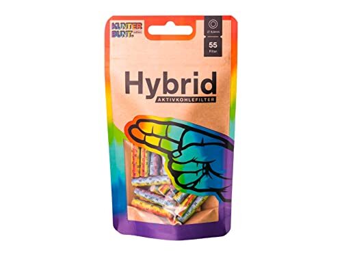 Hybrid Sypreme 20435 Hybrid Supreme cellulose-actieve kool-Slim 5 zakken met 55 filter-Kunterbont, regenboog