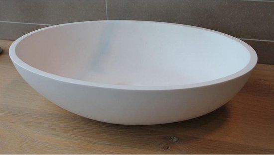 Luca Sanitair Ovaal Waskom - 48x32x12cm - Solid Surface - Mat Wit