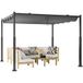 COSTWAY Pergola avec toit coulissant, 3,1x3,1m, pavillon de jardin, imperméable, stable, résistant à l'hiver, pavillon de jardin avec piliers métalliques robustes