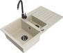 Mexen Matias évier en granit 1,5 cuve avec égouttoir et robinet de cuisine Telma, beige