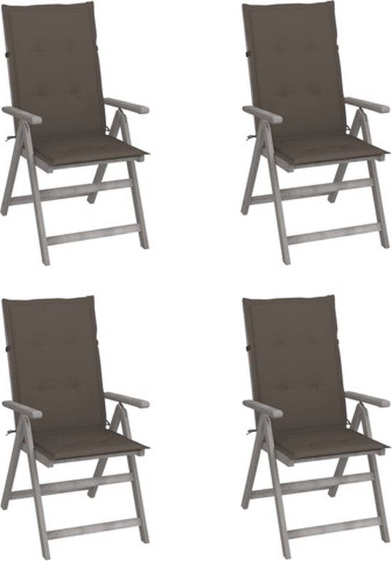 vidaXL Tuinstoelen 4 st verstelbaar met kussens massief acaciahout