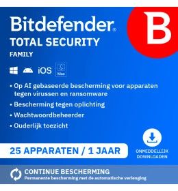 Bitdefender Total Security Family 25 apparaten Jaarlijks