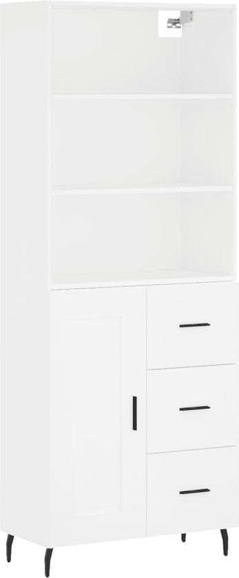 vidaXL Hoge Kast 69,5x34x180 cm Bewerkt Hout Wit