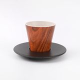 IDRINK® - RPET kopje, schotel en theelepelset | Leuk en schattig milieuvriendelijk cadeau | (WOOD)
