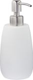 Merkloos Relaxdays zeeppompje - 300 ml - rond - navulbaar - polyresin - rvs - wit