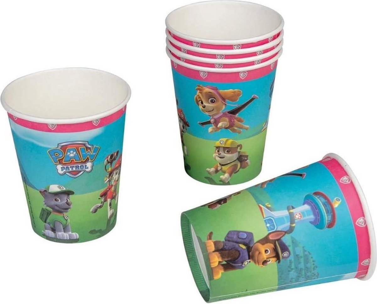 tib Feestbekers Paw Patrol 260 Ml Karton Roze 6 Stuks roze