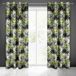 Eurofirany Ingrid Gordijn Blackout bladeren jungle patroon trend oogjes elegant hoogwaardig glamour slaapkamer woonkamer, grijs + groen, 140 x 250 cm