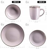 Mäser 24-delig servies, steengoed, lavendel met metallic rand, voor 6 personen