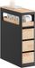 SoBuy Armoire de salle de bain étroite sur roulettes, armoire de toilette avec 3 tiroirs, meuble de salle de bain en bois, meuble de rangement autoportant pour cuisine, salon, noir, 65x23x82cm, BZR54-II-SCH