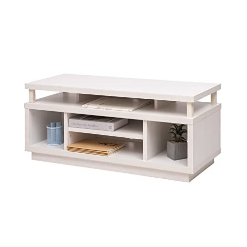 IRIS OHYAMA TV meubel/TV-meubel met 5 open planken/TV tot 43, Massief hout, Kabelgaten, Kantoor, Woonkamer - TV Cabinet Middle - OTS-100M - witte eik