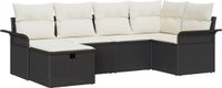 vidaXL Tuinbank Set 6-delig Zwart en Crème Polyrattan
